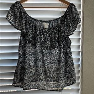 H&M Blue Flutter Sleeve Ruffled Blouse
